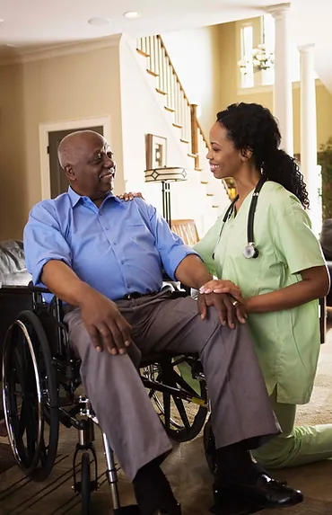 Elderly care recipient enjoying home environment